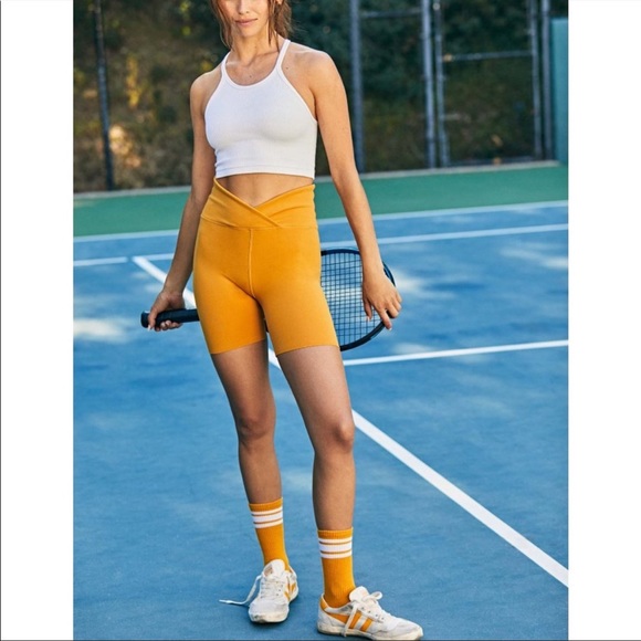 NEW Free People Movement Turmeric Mustard Yellow Blaze It Biker Short - Picture 2 of 10